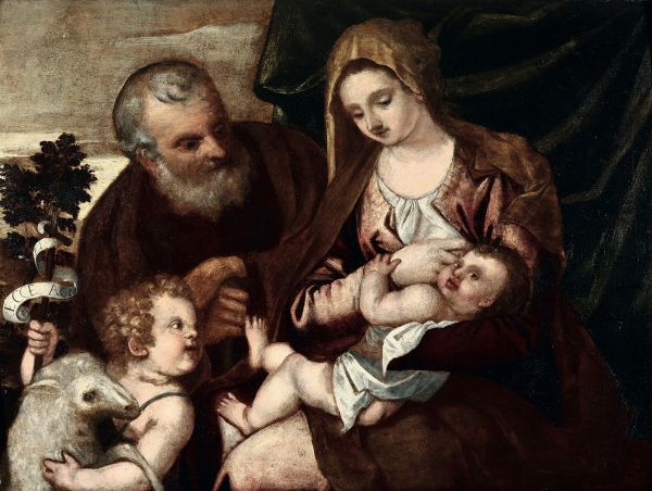 da Lanciano Polidoro : Sacra Famiglia con San Giovannino  - Asta Dipinti Antichi - Associazione Nazionale - Case d'Asta italiane