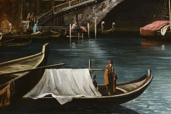 Canal, detto il Canaletto Giovanni Antonio : Veduta del Ponte di Rialto  - Asta Dipinti Antichi - Associazione Nazionale - Case d'Asta italiane