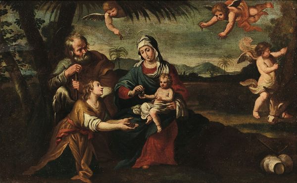 Sacra Famiglia con angelo e putti  - Asta Dipinti Antichi - Associazione Nazionale - Case d'Asta italiane