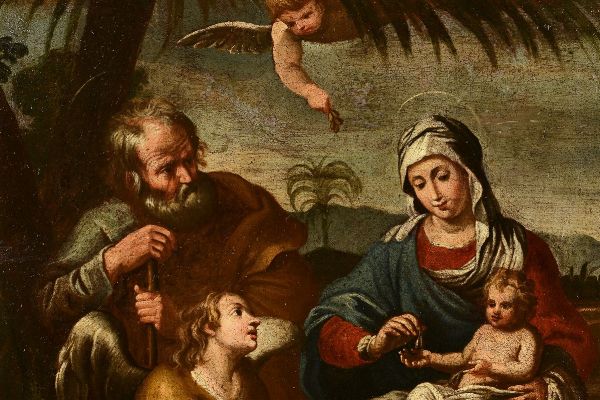 Sacra Famiglia con angelo e putti  - Asta Dipinti Antichi - Associazione Nazionale - Case d'Asta italiane