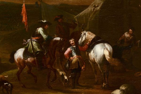 Querfurt Augustus : Accampamento con cavalieri  - Asta Dipinti Antichi - Associazione Nazionale - Case d'Asta italiane