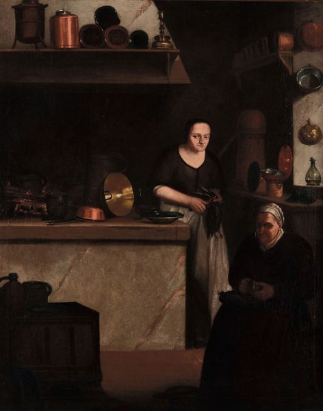 Cordua Johannes : Donne a lavoro in cucina  - Asta Dipinti Antichi - Associazione Nazionale - Case d'Asta italiane