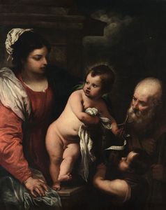 Carbone Giovanni Bernardo : Sacra Famiglia con S. Giovannino  - Asta Dipinti Antichi - Associazione Nazionale - Case d'Asta italiane