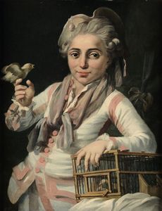 Baldrighi Giuseppe : Ritratto di giovinetto con uccellino, 1760 ca  - Asta Dipinti Antichi - Associazione Nazionale - Case d'Asta italiane