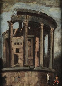 Codazzi Viviano : Veduta con il tempio di Vesta  - Asta Dipinti Antichi - Associazione Nazionale - Case d'Asta italiane