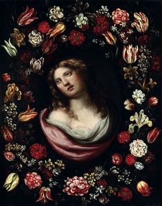 Ritratti di donna entro ghirlande di fiori  - Asta Dipinti Antichi - Associazione Nazionale - Case d'Asta italiane