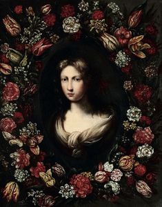 Ritratti di donna entro ghirlande di fiori  - Asta Dipinti Antichi - Associazione Nazionale - Case d'Asta italiane