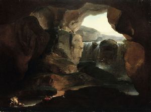 Castiglione Giovanni Francesco - Pastore nella grotta dell'eremita