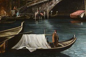Canal, detto il Canaletto Giovanni Antonio : Veduta del Ponte di Rialto  - Asta Dipinti Antichi - Associazione Nazionale - Case d'Asta italiane