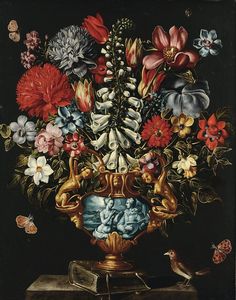 Nature morte con vasi di fiori e uccellini  - Asta Dipinti Antichi - Associazione Nazionale - Case d'Asta italiane