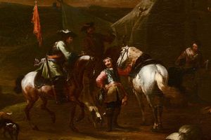 Querfurt Augustus : Accampamento con cavalieri  - Asta Dipinti Antichi - Associazione Nazionale - Case d'Asta italiane
