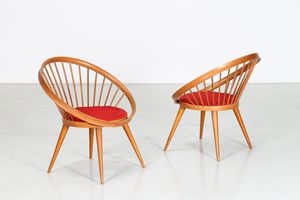 EKSTROM YNGVE (1913 - 1988) - Coppia di sedie mod. Circle chair