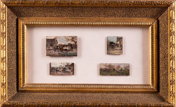 SORBI RAFFAELLO (1844 - 1931) : Quattro dipinti raffiguranti paesaggi e osterie.  - Asta ASTA 263 - ARTE ANTICA E DEL XIX SECOLO - Associazione Nazionale - Case d'Asta italiane