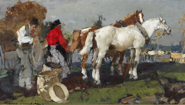 ISUPOFF ALESSIO (1889 - 1957) : Paesaggio con cavalli e contadini.  - Asta ASTA 263 - ARTE ANTICA E DEL XIX SECOLO - Associazione Nazionale - Case d'Asta italiane