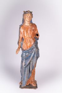 ARTISTA DEL XVI SECOLO - Figura femminile in terracotta policroma.