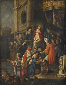 ARTISTA NORDEUROPEO DEL XVII SECOLO - Cristo e Pilato.