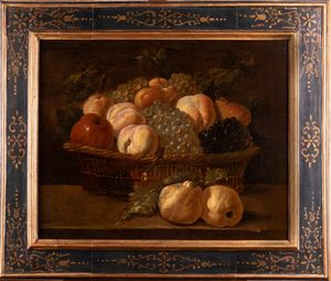 ARTISTA ROMANO DEL XVIII SECOLO - Natura morta di frutta in un cesto.