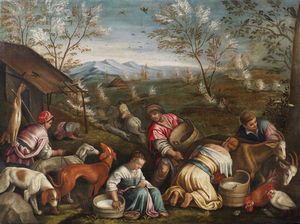 BASSANO LEANDRO (1557 - 1622) - Bottega di. La primavera.