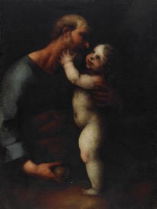 ARTISTA VENETO ATTIVO FRA  XVI E XVII SECOLO - San Giuseppe e il Bambino.