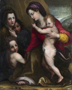 DEL SARTO ANDREA  (1486 - 1530) - Ambito di. Madonna con bambino e santi.