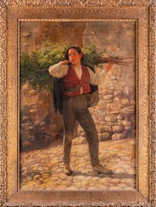 VERTUNNI ARTURO (1860 - 1910) - Contadino con fascina.