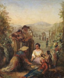 INGANNI ANGELO (1807 - 1880) - Personaggi in un paesaggio.