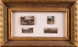 SORBI RAFFAELLO (1844 - 1931) - Quattro dipinti raffiguranti paesaggi e osterie.