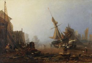 DE WINT PETER (1784 - 1849) - Bassa marea al porto.