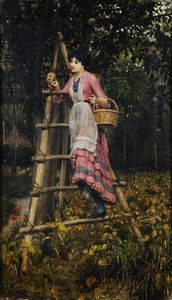 NANI NAPOLEONE (1841 - 1899) - La raccolta delle mele.