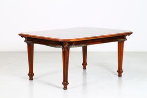 GALLE' EMILE (1846 - 1904) - Raro e importante tavolo 'Epis de bl', allungabile e rettangolare ad angoli arrotondati.