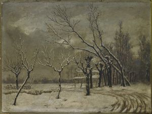 MERLO CAMILLO (1856 - 1931) - Paesaggio invernale.