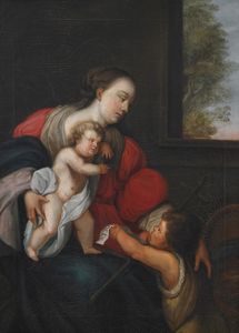 ARTISTA DEL XIX SECOLO - Madonna con bambino e San Giovannino.