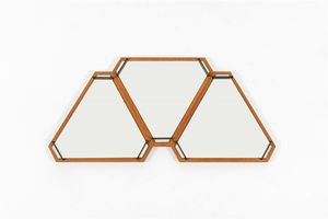 I.S.A - Composizione di tre specchi con struttura in legno  sostegni in metallo laccato  vetro specchiato Etichetta metallica  [..]