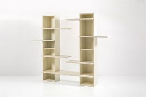 STILDOMUS - Libreria componibile in legno di rovere massello laccato. Anni '70 cm 216x175x46 5