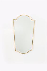 PRODUZIONE ITALIANA - Specchio con bordo in ottone. Anni '50 cm 98x51