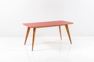PRODUZIONE ITALIANA - Tavolo in legno di faggio  piano in laminato. Anni '50 cm 80x168x87