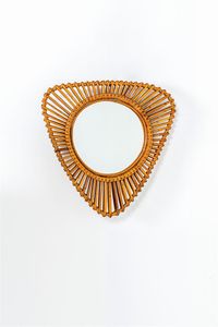 BONACINA - Specchio con cornice in bamboo. Anni '50 cm 64x60