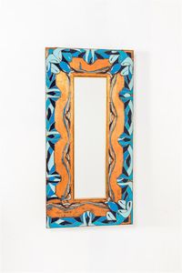 PALMIERI CHICCO - Specchio in rame colorato. Firmato e datato '85 cm 115x55