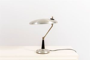 TORLASCO OSCAR - Lampada da tavolo in alluminio verniciato e ottone nichelato. Prod. Lumi anni '60 cm 50x36