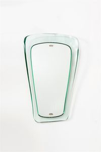 INGRAND MAX - Specchio in cristallo colorato molato  metallo nichelato. Prod. Fontana Arte fine anni '50 cm 84x51 Bibl.: Quaderni  [..]