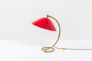 STILNOVO - Lampada da tavolo con struttura in ottone  diffusore in metallo verniciato. Anni '50 Produzione Stilnovo h cm  [..]
