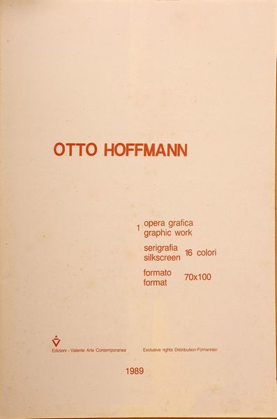 HOFFMANN OTTO  (1907 - 1996) : Otto Hoffmann (cartella)  - Asta 266 ARTE MODERNA (BANDITORE VIRTUALE) - Associazione Nazionale - Case d'Asta italiane
