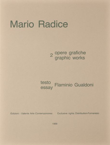 RADICE MARIO (1898 - 1987) : Cartella composta da n.2 fogli.  - Asta 266 ARTE MODERNA (BANDITORE VIRTUALE) - Associazione Nazionale - Case d'Asta italiane