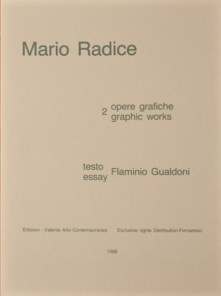 RADICE MARIO (1898 - 1987) : Cartella composta da n.2 fogli.  - Asta 266 ARTE MODERNA (BANDITORE VIRTUALE) - Associazione Nazionale - Case d'Asta italiane