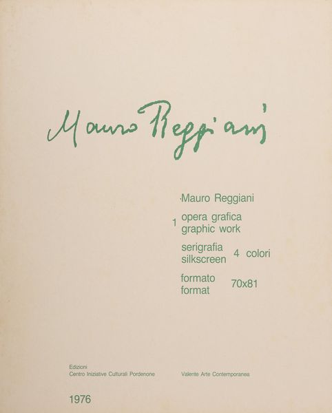 REGGIANI MAURO (1897 - 1980) : Mauro Reggiani (cartella)  - Asta 266 ARTE MODERNA (BANDITORE VIRTUALE) - Associazione Nazionale - Case d'Asta italiane