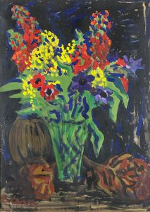 LEVI CARLO (1902 - 1975) - Vaso di fiori con carciofi.