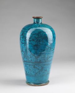 Arte Cinese - Raro vaso meiping con decorazione cizhou Cina, tarda dinastia Ming, XVI-XVII secolo