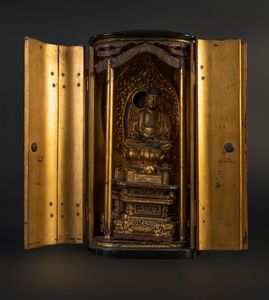 ARTE GIAPPONESE - 'Altare in legno laccato e dorato raffigurante Amitabha Giappone, XIX secolo '
