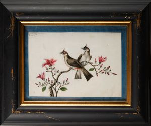 Arte Cinese - 'Sei dipinti Canton su carta raffiguranti uccelli e fiori Cina, met XIX secolo'
