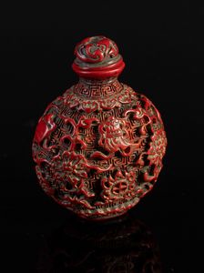 Arte Cinese - 'Tabacchiera in lacca rossa Cina, dinastia Qing, XIX secolo '